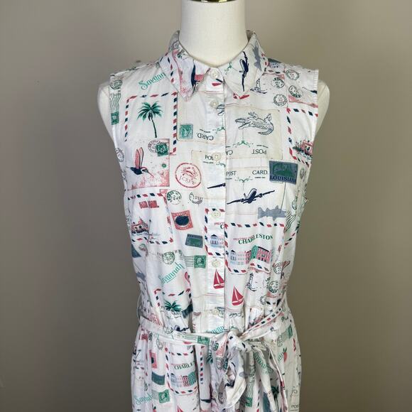 J Crew Postcard Vacation Button Up Belted Midi Dress US Women's 8 - Picture 3 of 7